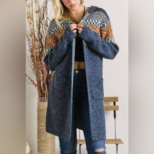 ADORA Aztec Hoodie Long Cardigan